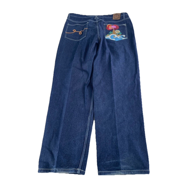 Mens Vintage LRG Baggy Streetwear (Embroidery Back Pocket) Denim Jeans Size 42
