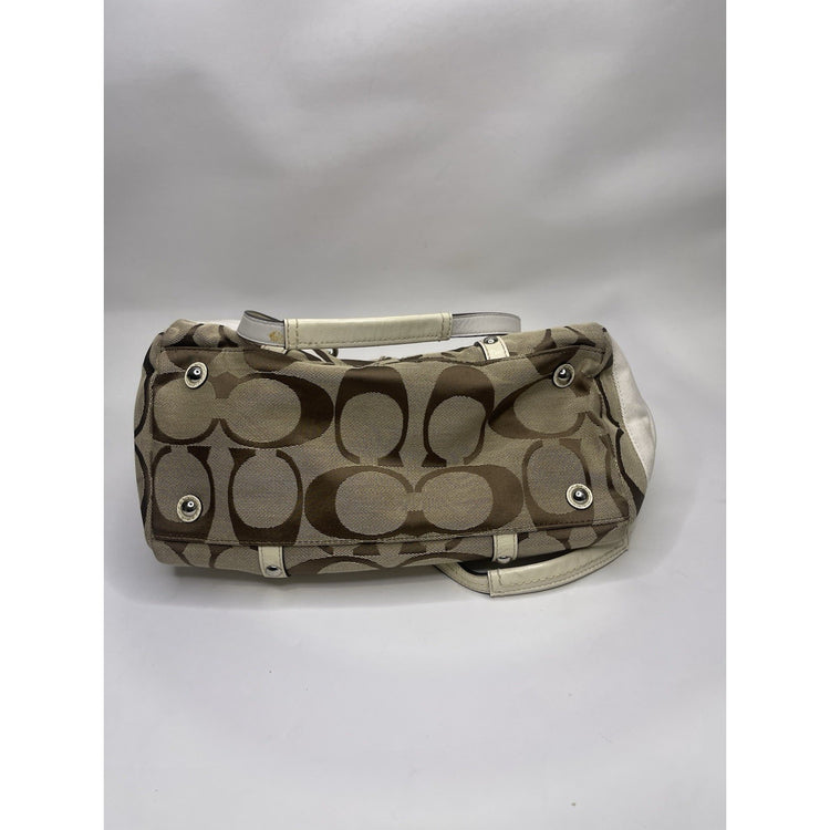 VTG White/Brown/Beige Coach Satchel Handbag
