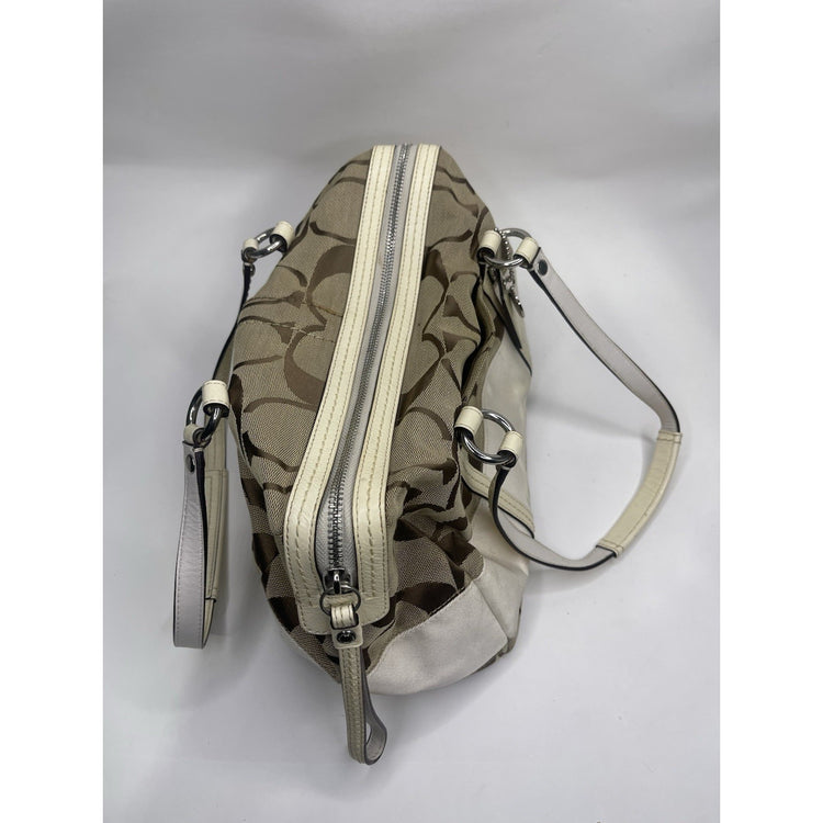 VTG White/Brown/Beige Coach Satchel Handbag