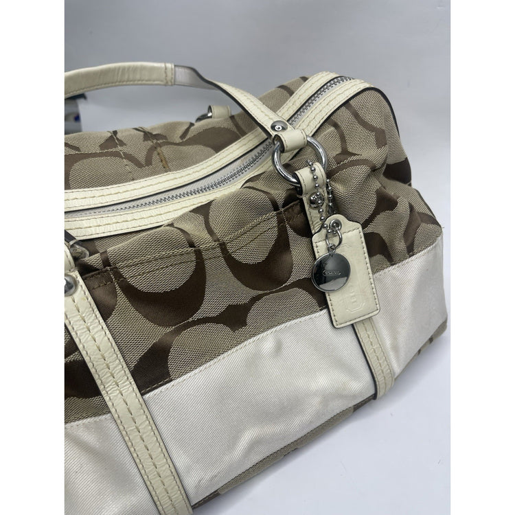 VTG White/Brown/Beige Coach Satchel Handbag