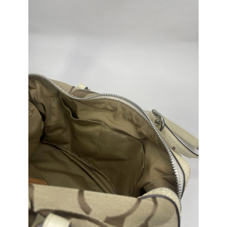 VTG White/Brown/Beige Coach Satchel Handbag