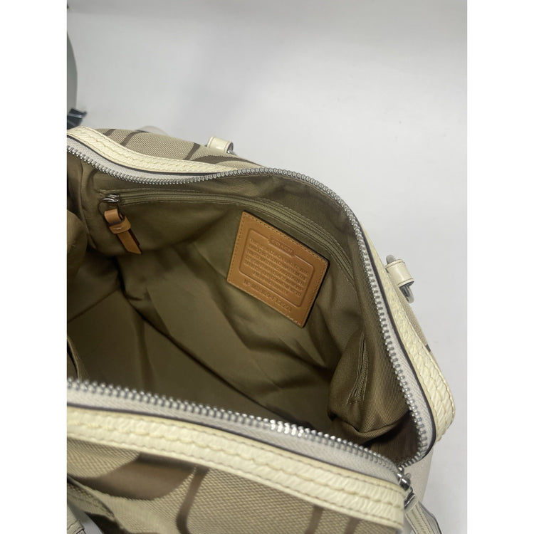 VTG White/Brown/Beige Coach Satchel Handbag