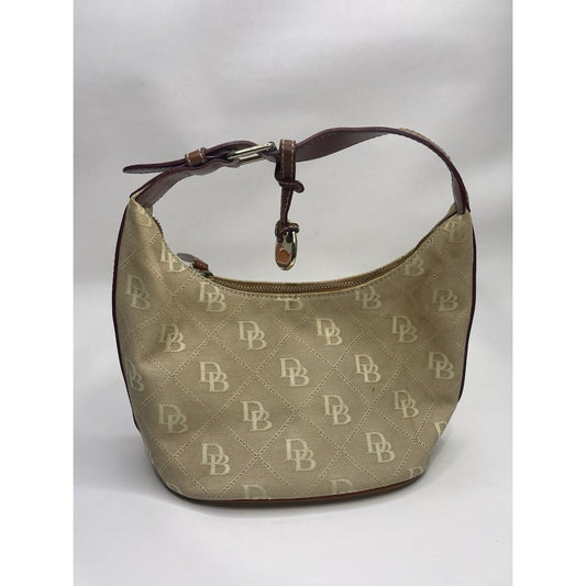 Beige Dooney & Bourke Small Logo Monogram Hobo Bucket Bag