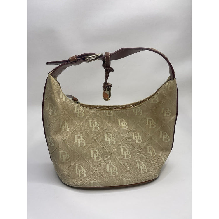 Beige Dooney & Bourke Small Logo Monogram Hobo Bucket Bag