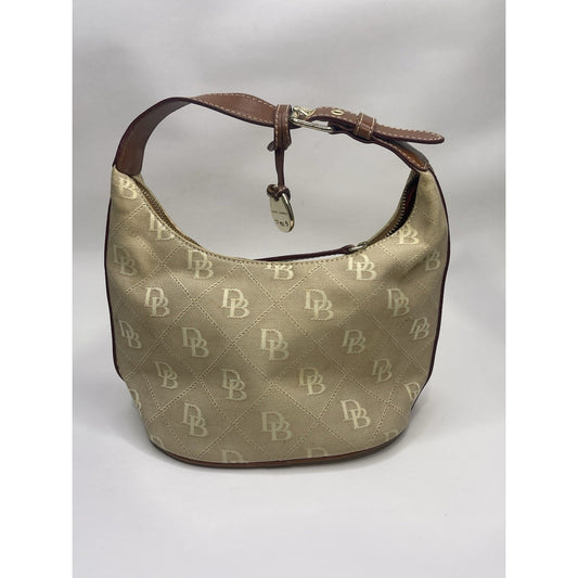 Beige Dooney & Bourke Small Logo Monogram Hobo Bucket Bag