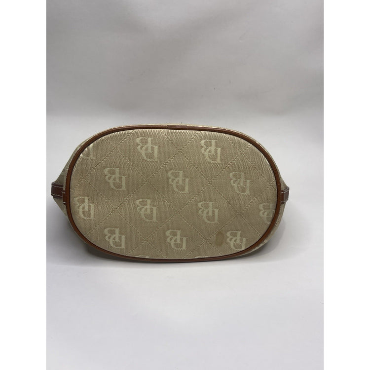 Beige Dooney & Bourke Small Logo Monogram Hobo Bucket Bag