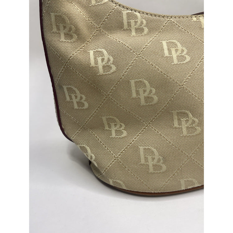 Beige Dooney & Bourke Small Logo Monogram Hobo Bucket Bag