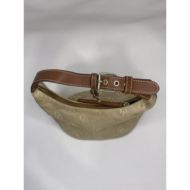 Beige Dooney & Bourke Small Logo Monogram Hobo Bucket Bag