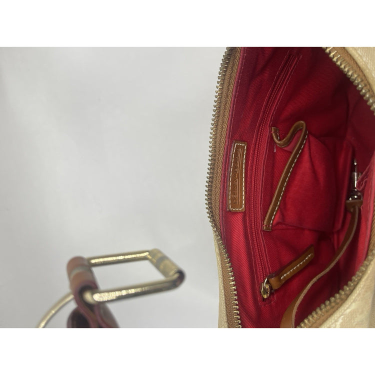 Beige Dooney & Bourke Small Logo Monogram Hobo Bucket Bag