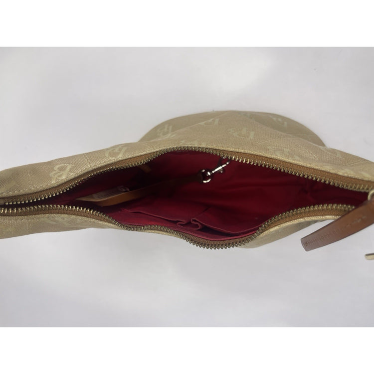 Beige Dooney & Bourke Small Logo Monogram Hobo Bucket Bag