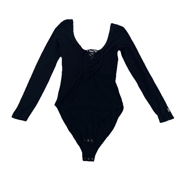 Womens Victoira’s Secret PINK Black Off The Shoulder Bodysuit Top Size XS