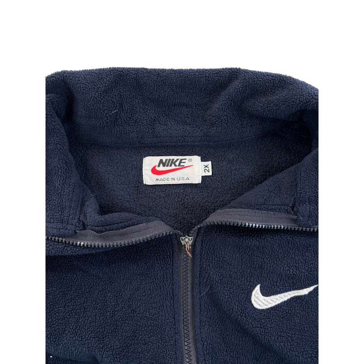 Men’s Vintage Nike Full Zip Up Navy Blue Fleece Size XXL
