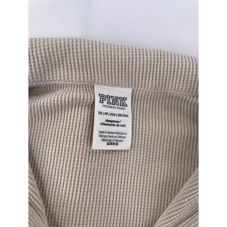 Womens Victoria’s Secret PINK Tan Waffle Knit Sleep Shirt Size XS