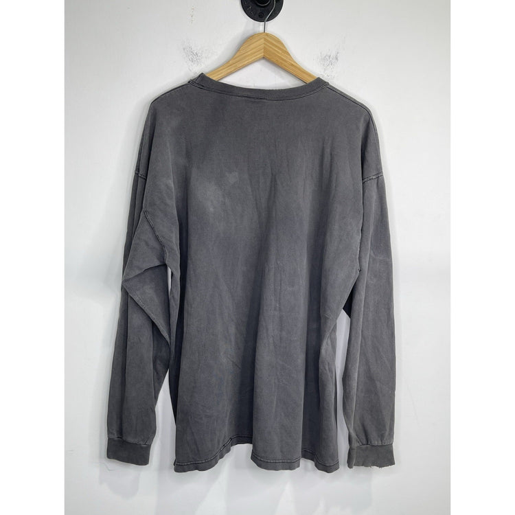 Men’s Black Faded Pluma Tag Heavyweight Cotton Long Sleeve Shirt Sz XL