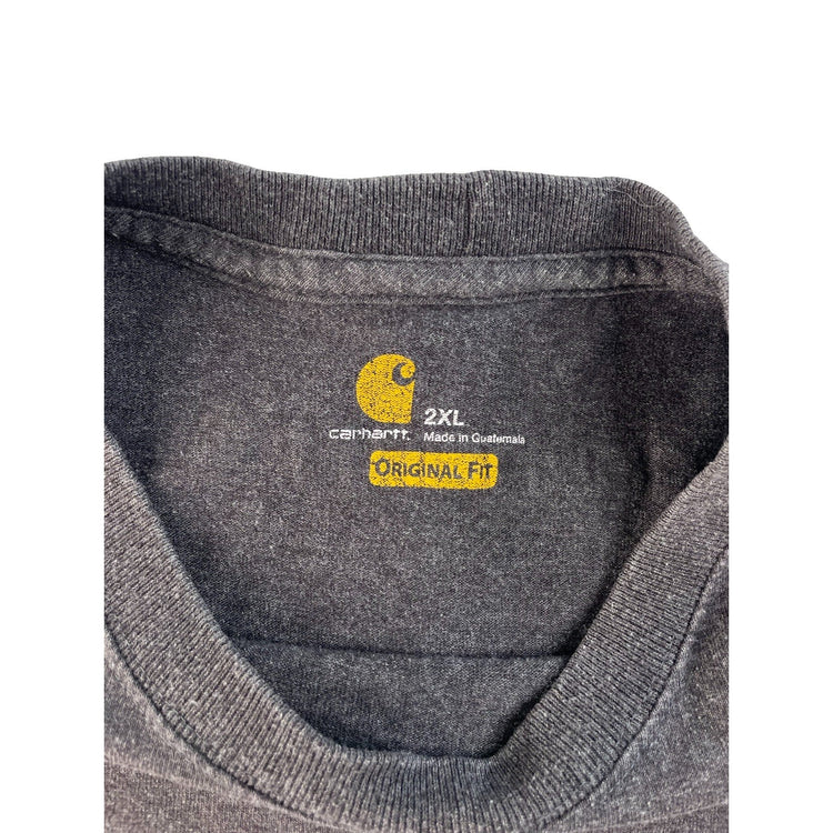 Mens Carhartt Gray Charcoal Longsleeve Solid Shirt Logo Sleeve Size 2XL
