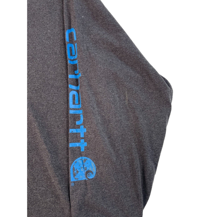 Mens Carhartt Gray Charcoal Longsleeve Solid Shirt Logo Sleeve Size 2XL