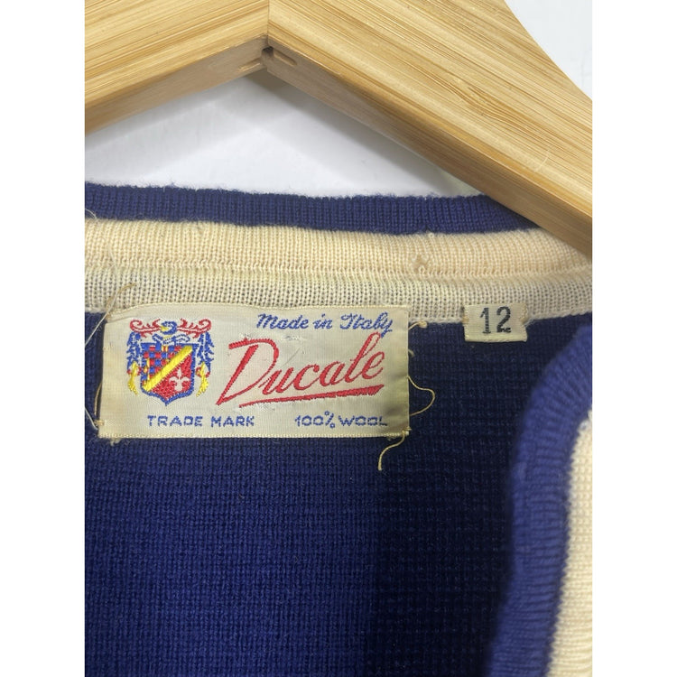 Vintage Women’s Ducale Italian 100% Wool V Neck Shirt Sz 12