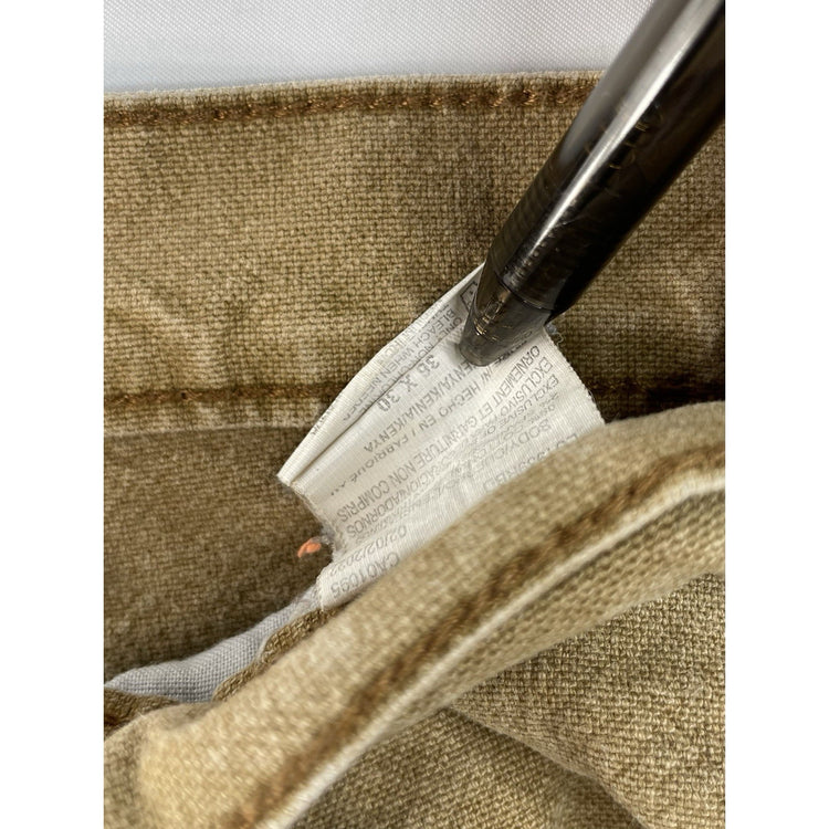 Men's Dickies Canvas Carpenter Work Pants Brown Size 36x30