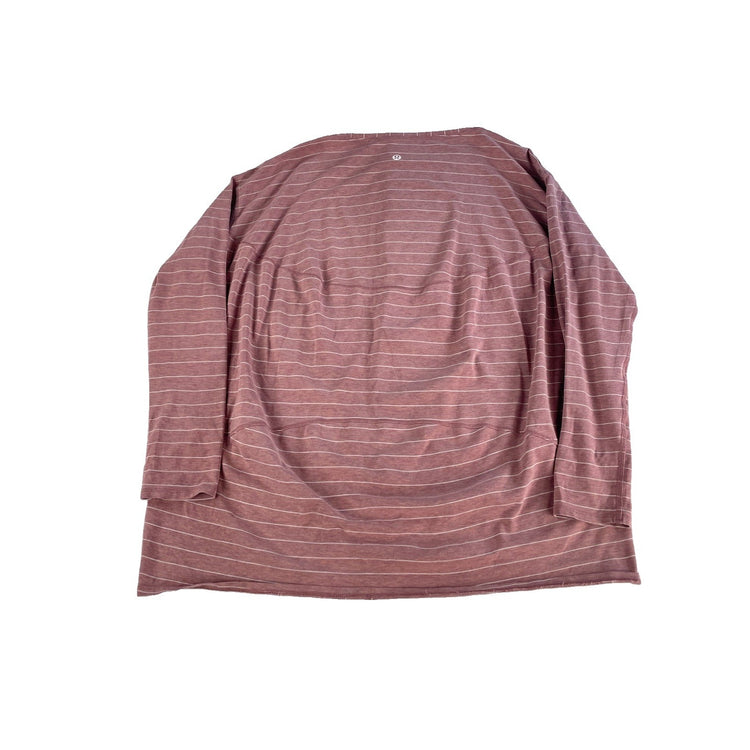 Womens Lululemon Pink Heathered Striped Back In Action Long Sleeve Shirt Size2XL