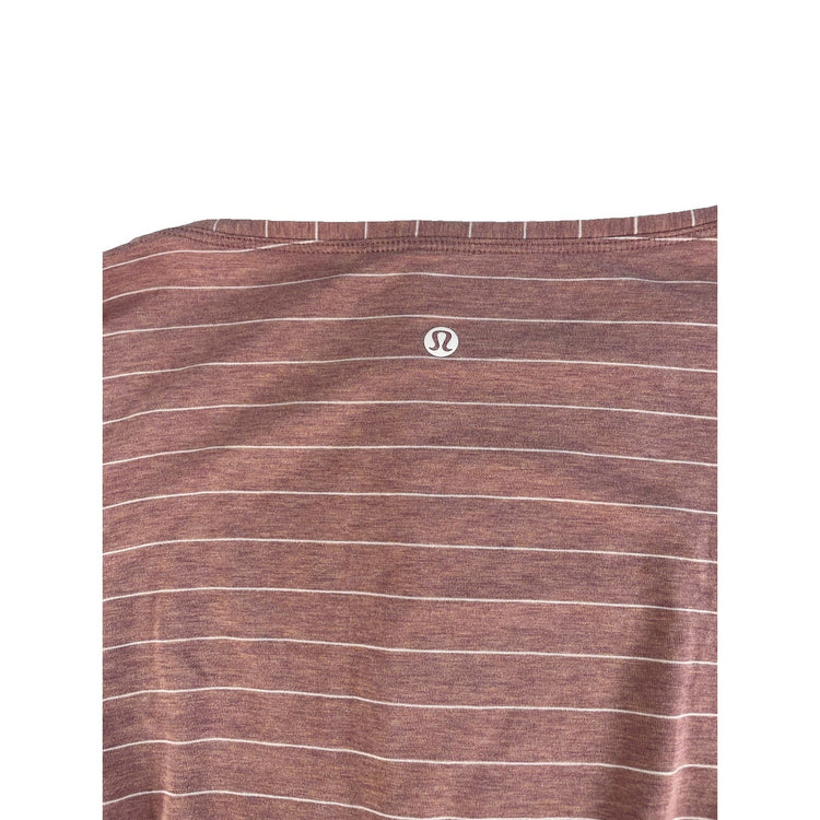 Womens Lululemon Pink Heathered Striped Back In Action Long Sleeve Shirt Size2XL