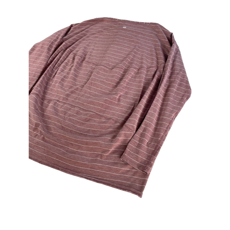 Womens Lululemon Pink Heathered Striped Back In Action Long Sleeve Shirt Size2XL