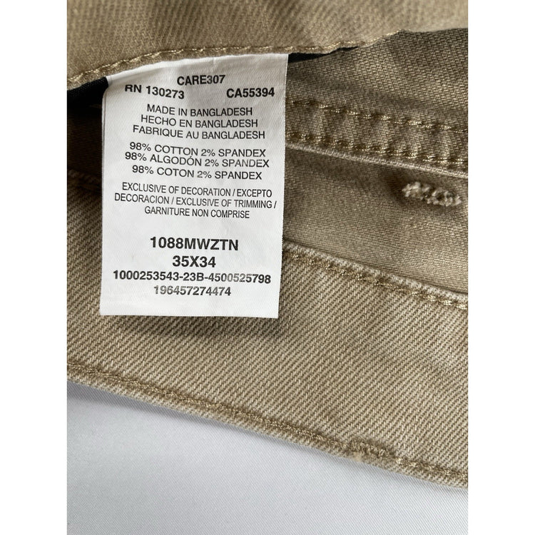 Men’s Wranglers Retro Tan Slim Straight Jeans Size 35x34
