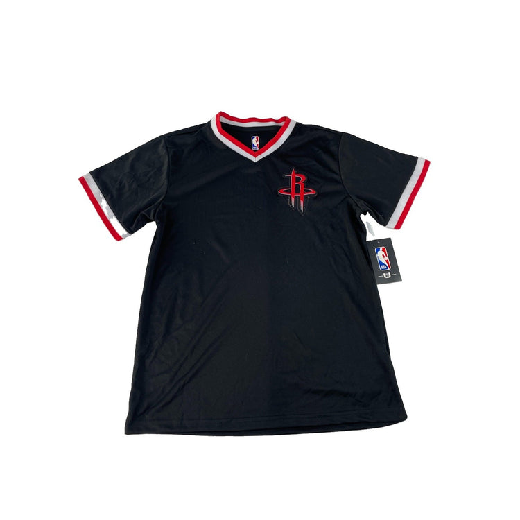 Kids NBA Houston Rockets Black V-Neck Graphic Jersey Shirt Size L 14-16