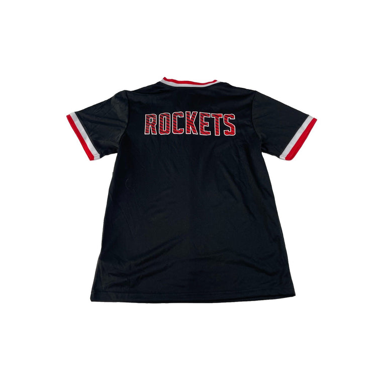 Kids NBA Houston Rockets Black V-Neck Graphic Jersey Shirt Size L 14-16