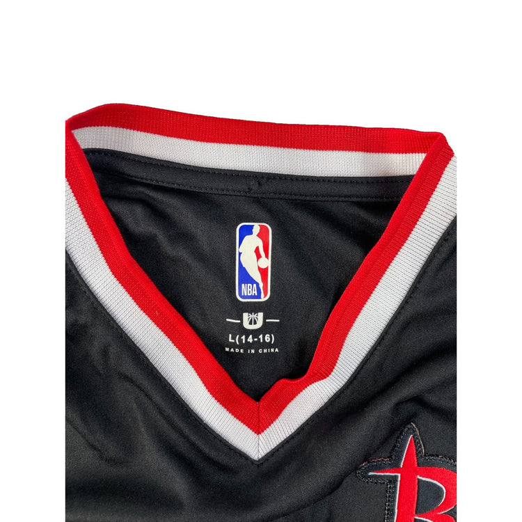 Kids NBA Houston Rockets Black V-Neck Graphic Jersey Shirt Size L 14-16