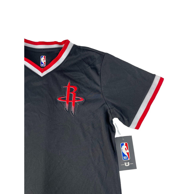 Kids NBA Houston Rockets Black V-Neck Graphic Jersey Shirt Size L 14-16