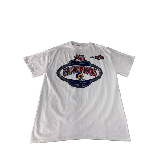 Men Vintage SPL28 St Louis Rams SuperBowl XXXIV Champions Graphic T-Shirt Size L
