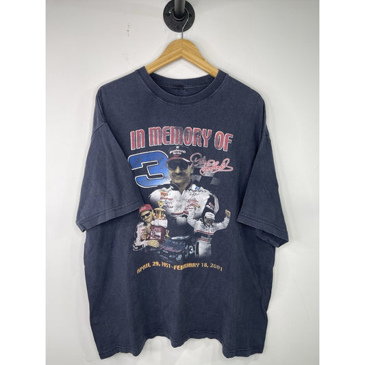vintage mens “in memory of dale earnhardt” distressed black t-shirt sz 2xl