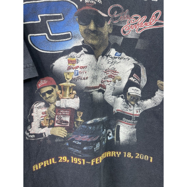 vintage mens “in memory of dale earnhardt” distressed black t-shirt sz 2xl