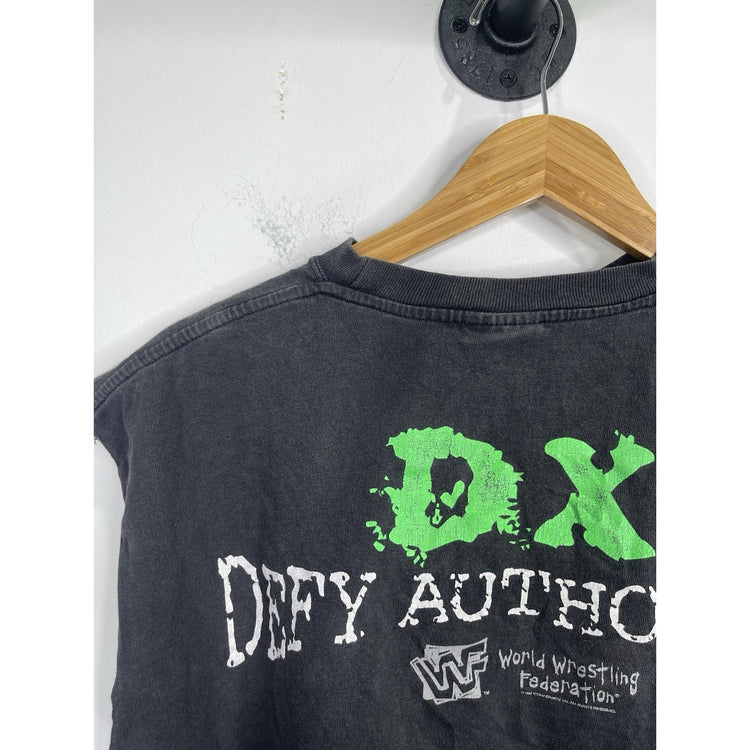 Men’s VTG Black DX D-Generation X WWE Graphic Customized Cut T Shirt Sz L
