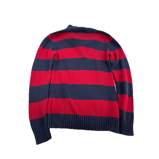 Mens Polo Ralph Lauren Size XL Red & Blue Knitted Quarter Zip