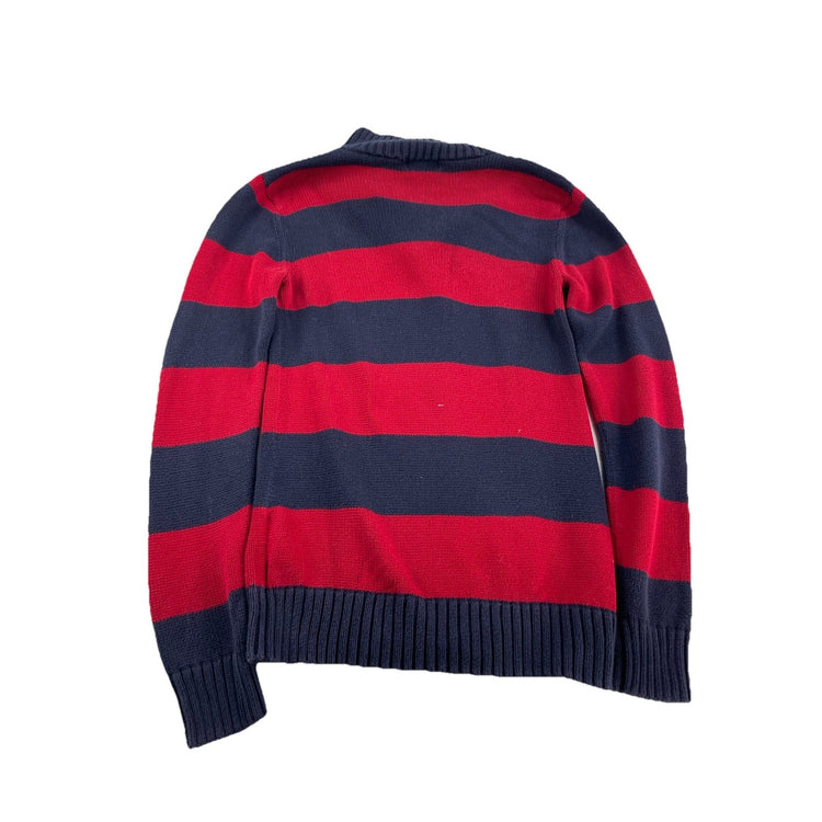 Mens Polo Ralph Lauren Size XL Red & Blue Knitted Quarter Zip