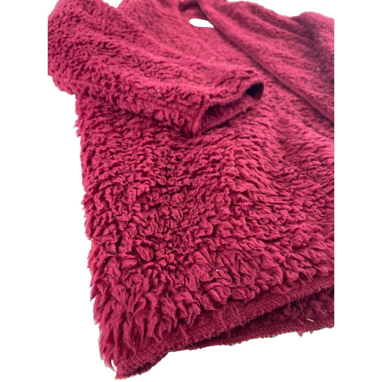 Victoria Secret PINK Sherpa Cardigan OSFM Burgundy Maroon Hooded Jacket One Size