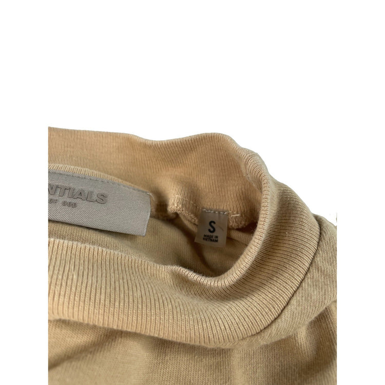 Mens Essentials Fear Of God Tan-Cream Solids Logo T-Shirt Size S