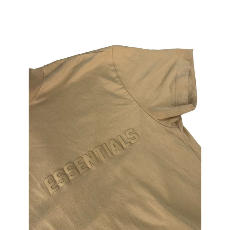 Mens Essentials Fear Of God Tan-Cream Solids Logo T-Shirt Size S