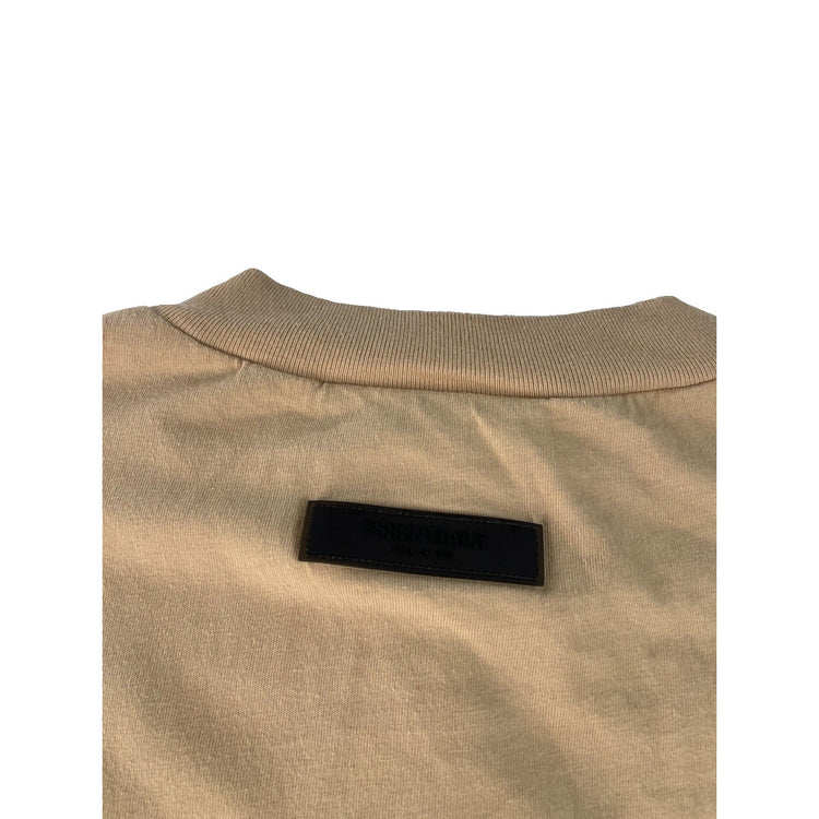 Mens Essentials Fear Of God Tan-Cream Solids Logo T-Shirt Size S