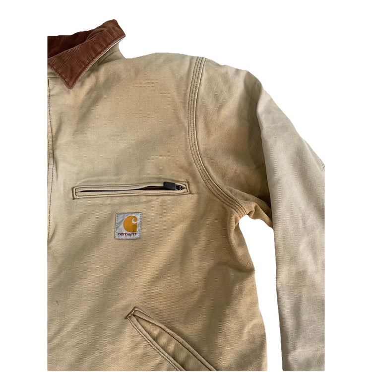 Mens Vintage Carhartt Cream White Blanket Lined Detroit Jacket Size M