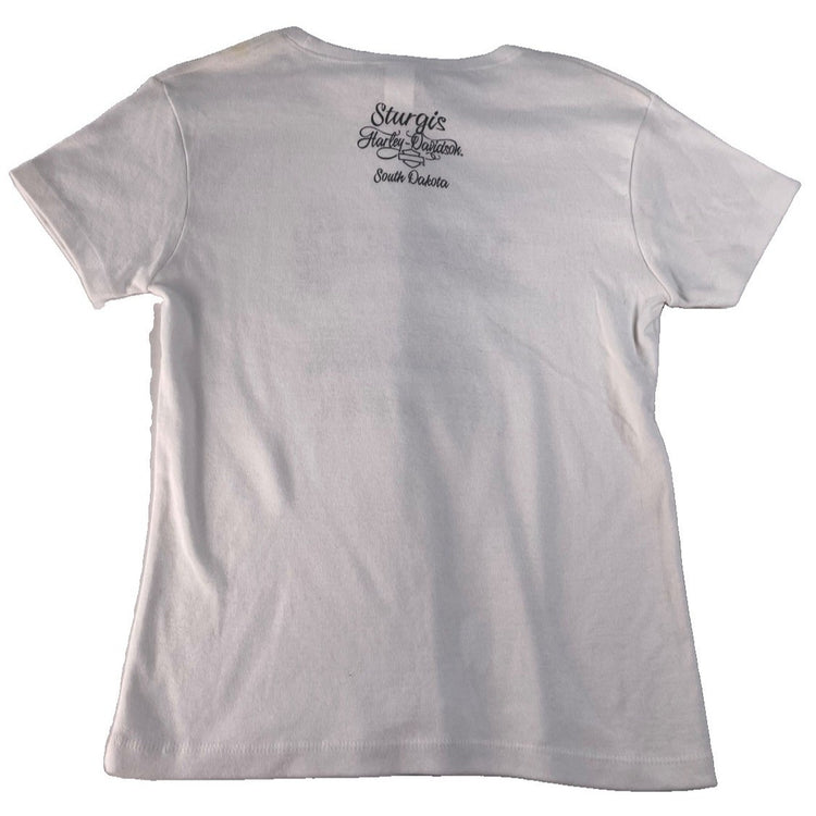 Women's Harley Sturgis "Biker by Choice" White Graphic Tee M