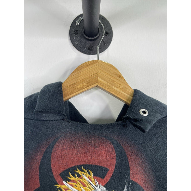Men’s VTG Y2K Biohazard Dragon Graphic Black Hoodie Sz Medium