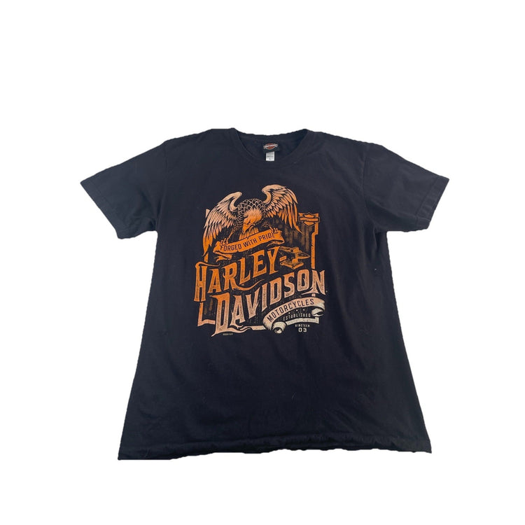 Mens Harley Davidson Motorcycles Forged With Pride Basic Black Tee Size L