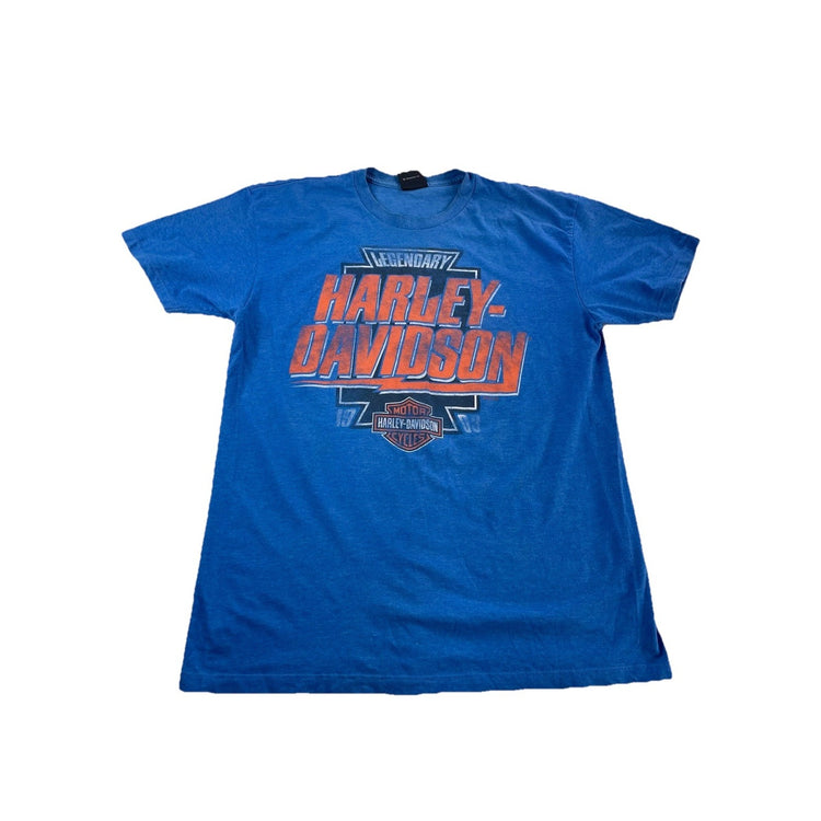 Mens Harley Davidson Blue “Legendary” Graphic T-Shirt Size L