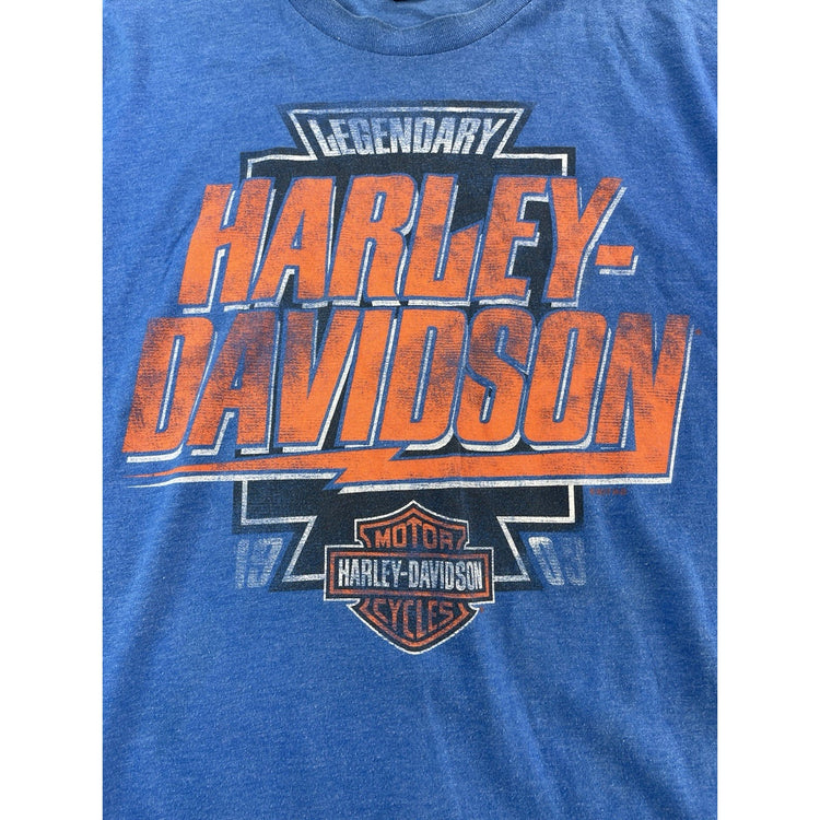 Mens Harley Davidson Blue “Legendary” Graphic T-Shirt Size L