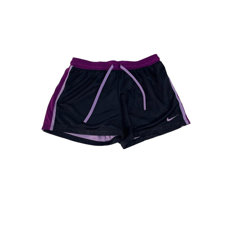 Women's Nike Dri-FIT Mesh Athletic Training Shorts, Black and Purple, Size M