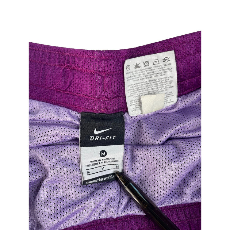 Women's Nike Dri-FIT Mesh Athletic Training Shorts, Black and Purple, Size M