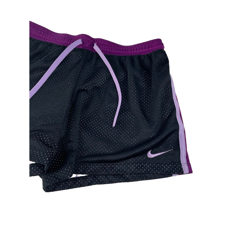 Women's Nike Dri-FIT Mesh Athletic Training Shorts, Black and Purple, Size M