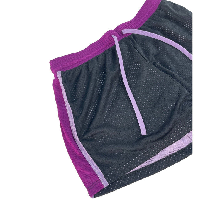 Women's Nike Dri-FIT Mesh Athletic Training Shorts, Black and Purple, Size M